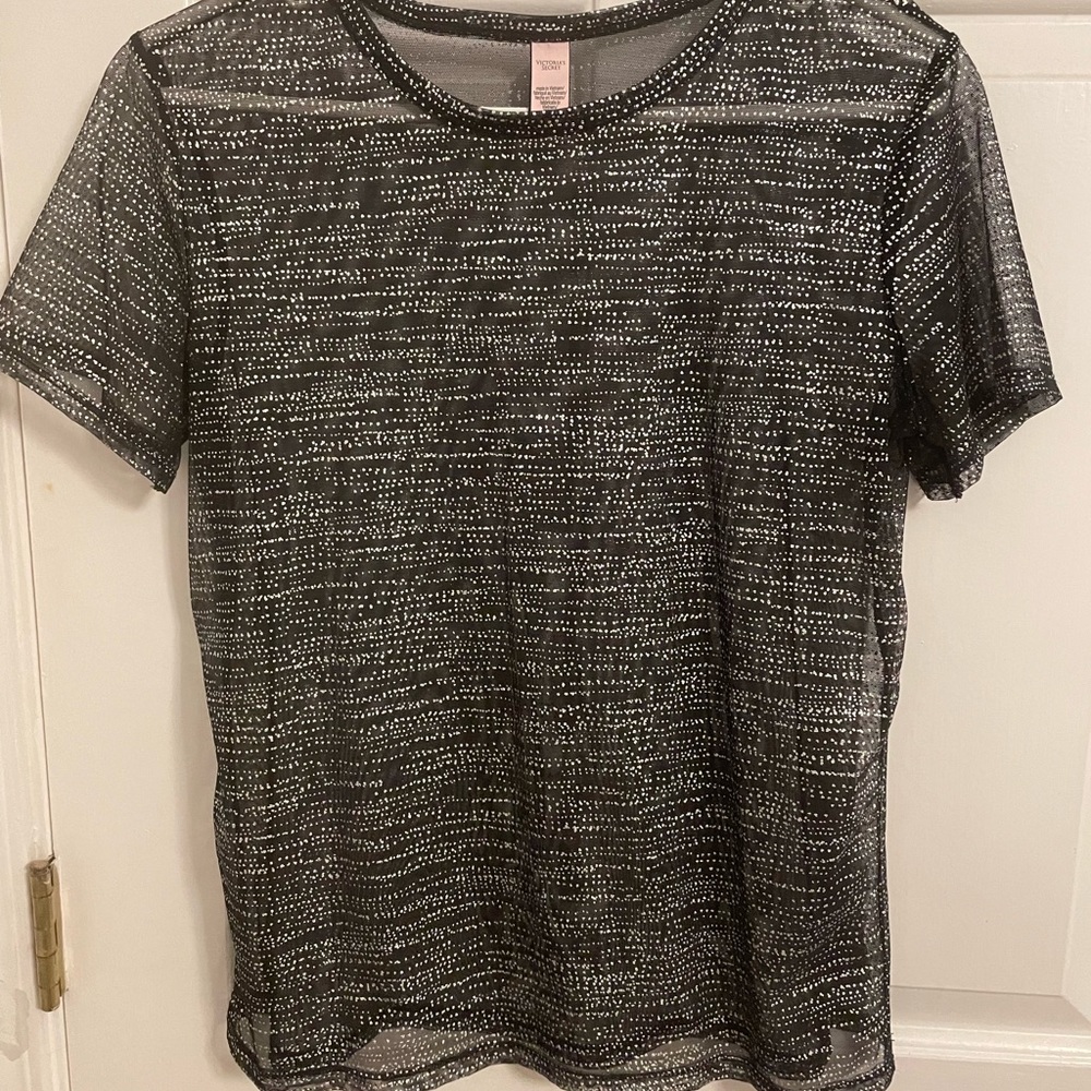 Sheer gray and black t shirt